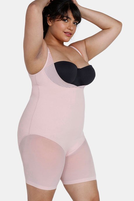 Zivame High Compression Short Length Thigh Shaper Bodysuit - Sepia Rose — image 7